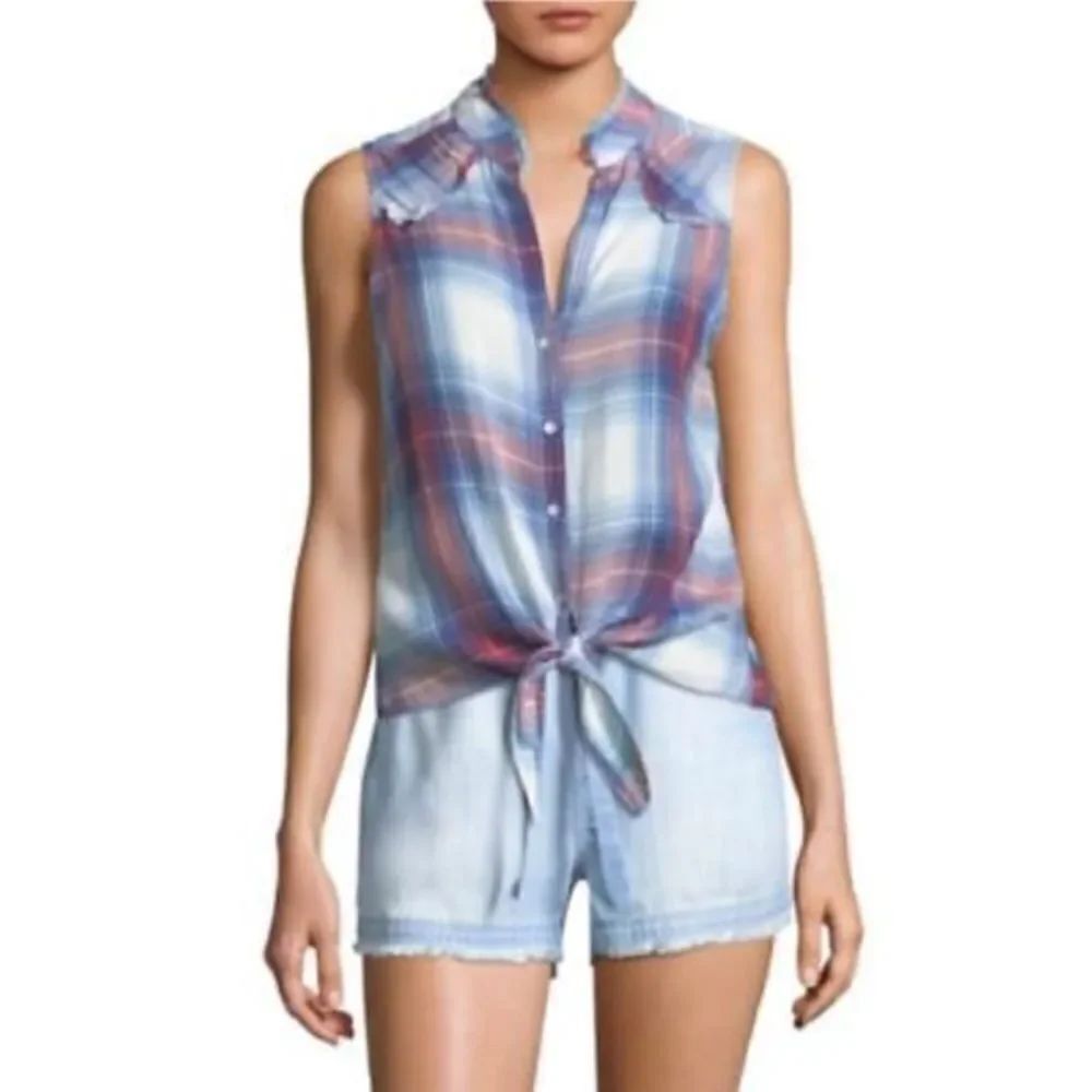 Cloth & Stone plaid front tie shirt
